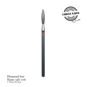 Diamond bur "flame" safe red, L- 10,0 mm, Ø2,3 mm